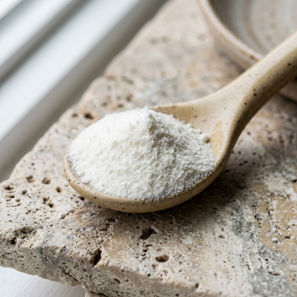 Concept close-up of collagen peptide powder